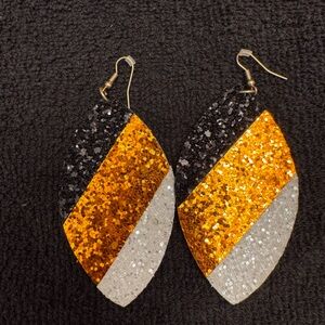 Sparkling Black, Gold, and Silver Earrings